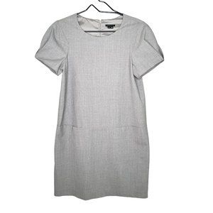 Theory Dress Womens 10 Gray Wool Blend Short Sleeve Back Zip Shift Career